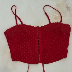 La Hearts Red Lace Crop Top